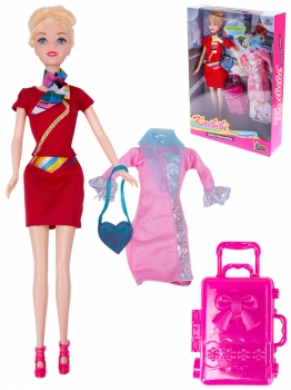 Кукла в наборе (28см) "СТЮАРДЕССА" (одежда,чемодан в компл.) Арт.ZY1073092